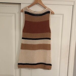 Striped Sleeveless Crochet Coverup